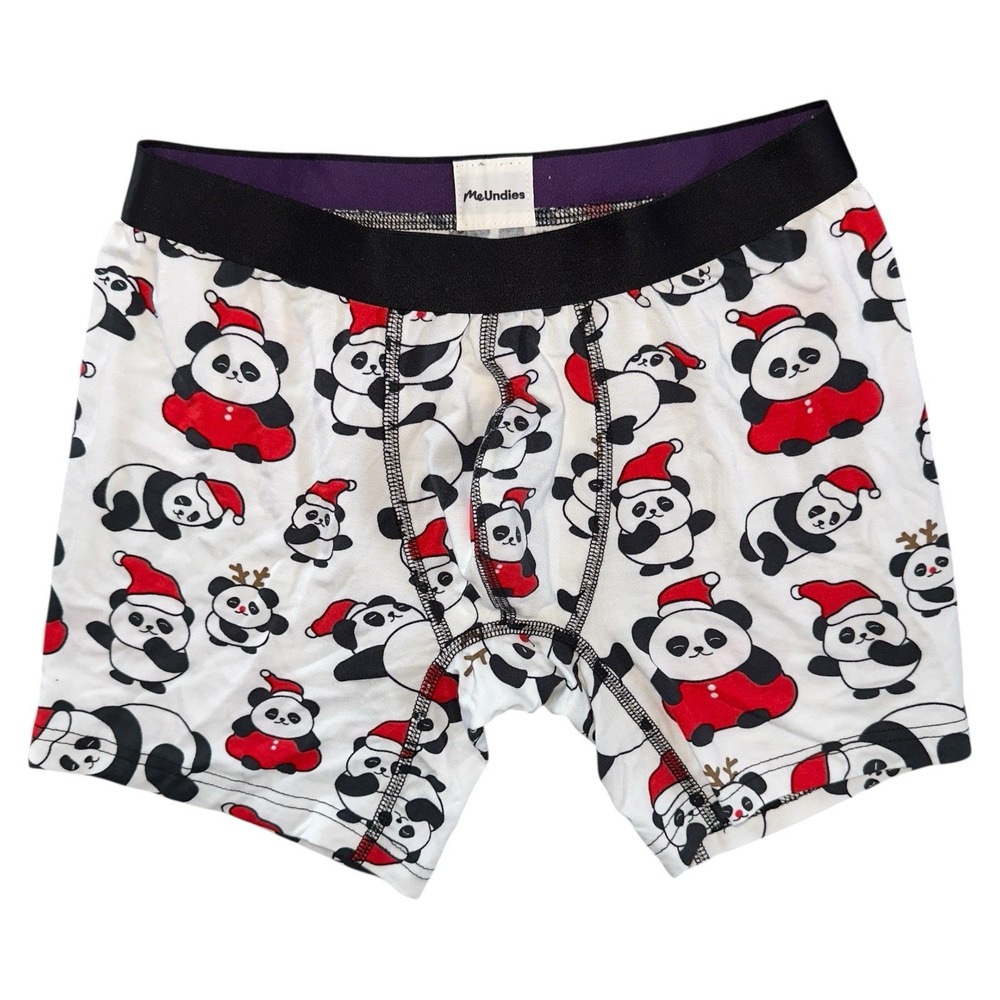 MeUndies Mens Medium White Christmas Santa Panda Modal Boxer Briefs‎ NWOT